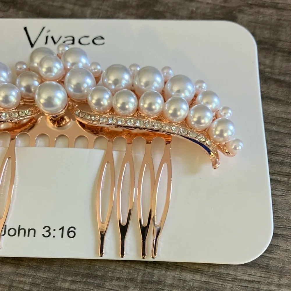 Rose Gold Pearl Hair Piece
